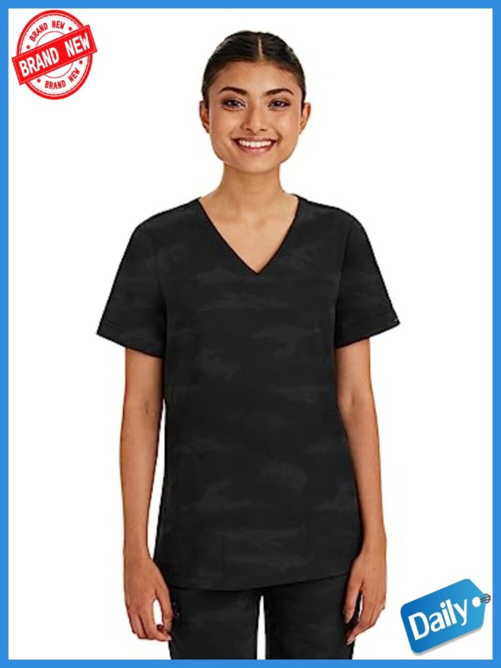 Healing Hands Scrub Top 360 Stretch Jacquard Knit Moisture Wicking V Neck 2